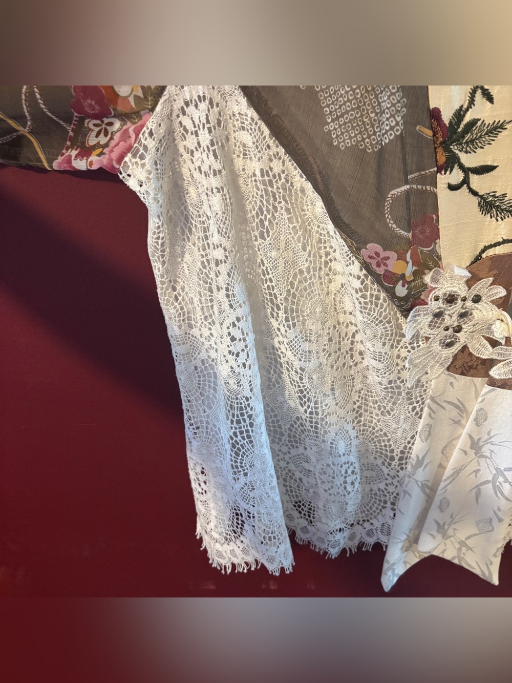 Vintage Spencer Alexis 3X Romantic Lace Embroidered Festival Kimono Silk Blend - Picture 5 of 7